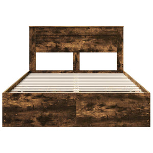 Sängram med låda med lagring Rökt ek 160 x 200 cm Ingenjörsträ