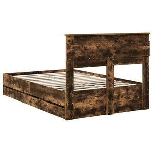 Sängram med låda med lagring Rökt ek 120 x 200 cm Ingenjörsträ