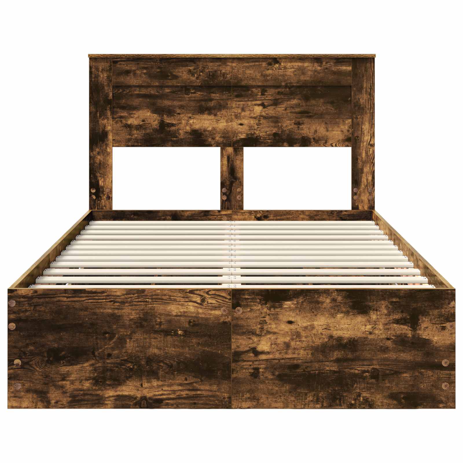 Sängram med låda med lagring Rökt ek 120 x 200 cm Ingenjörsträ