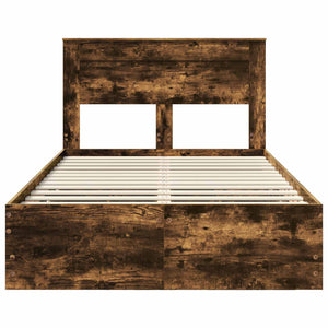 Sängram med låda med lagring Rökt ek 120 x 200 cm Ingenjörsträ