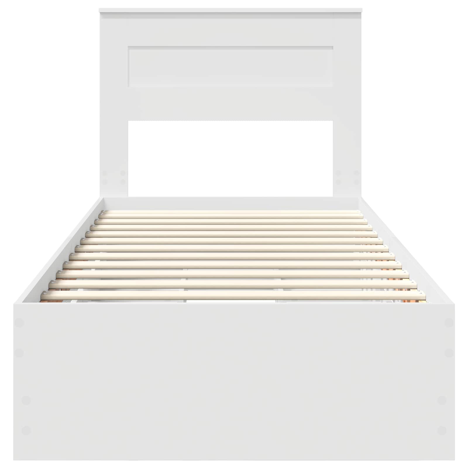 Sängram med låda med huvudgavel Vit 90 x 190 cm Ingenjörsträ