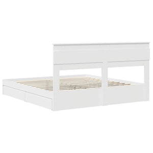 Förvaringssäng med huvudgavel Vit 180 x 200 cm Konstruerat trä