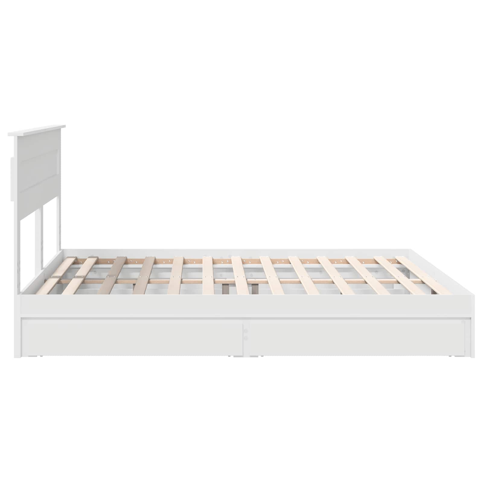 Förvaringssäng med huvudgavel Vit 180 x 200 cm Konstruerat trä