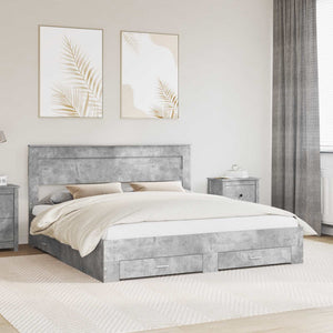 Sängram med huvudgavel Betonggrå 180 x 200 cm Konstruerat trä