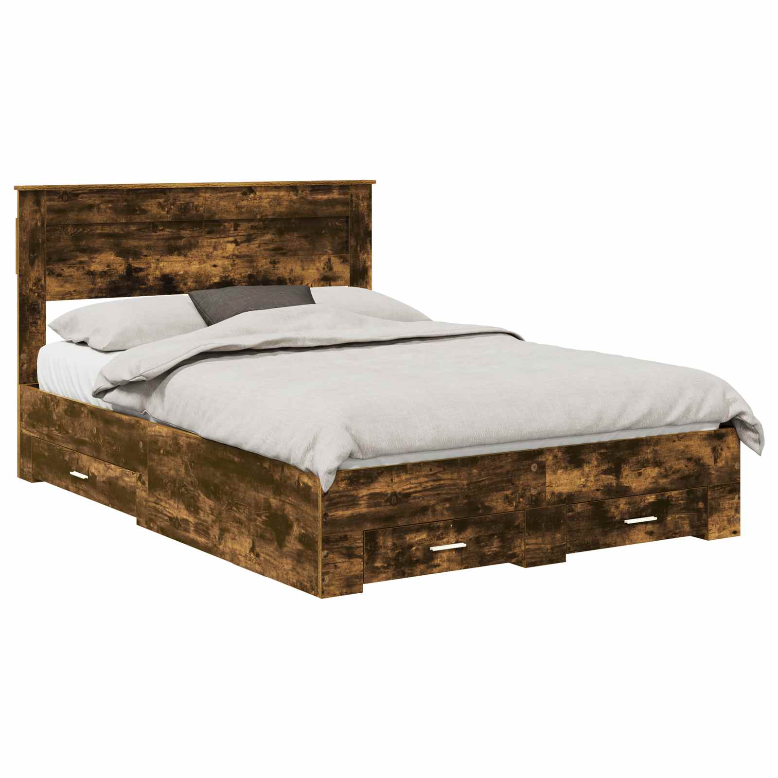 Sängram med huvudgavel Rökt ek 150 x 200 cm Konstruerat trä