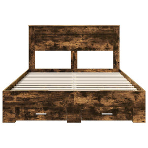 Sängram med huvudgavel Rökt ek 150 x 200 cm Konstruerat trä