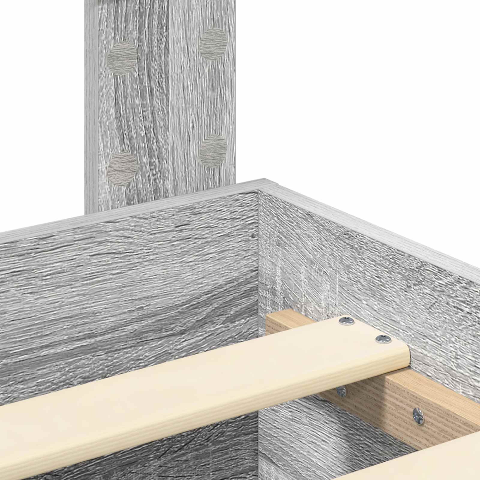 Sängram med låda med huvudgavel med lagring Konstruerat trä