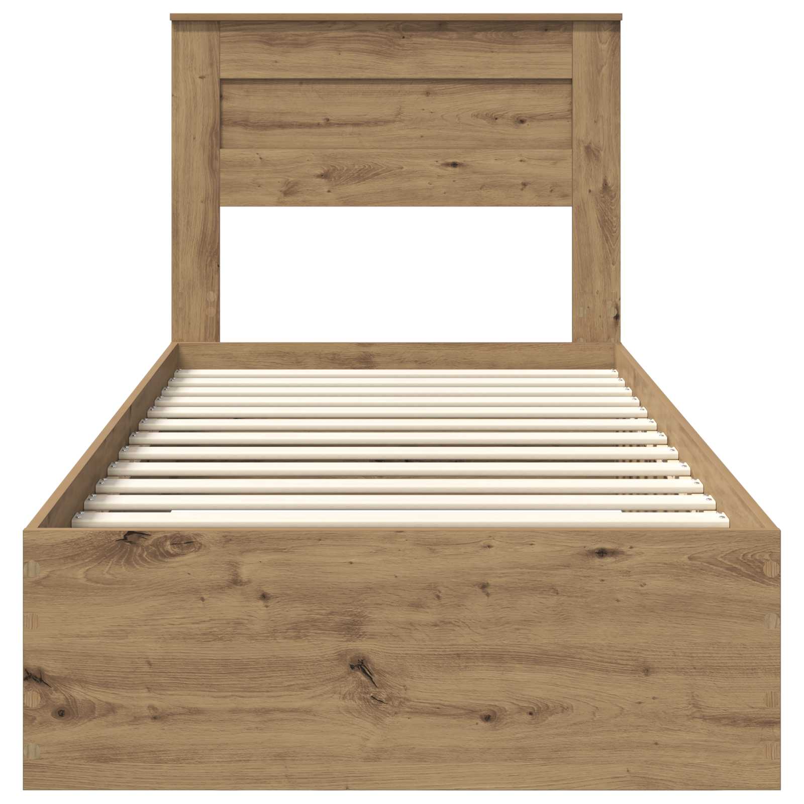 Sängram med låda med huvudgavel med lagring Konstruerat trä