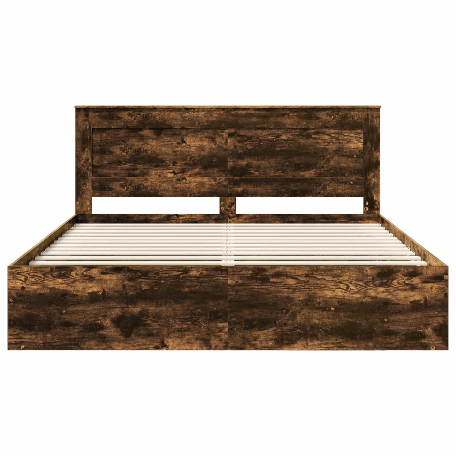 Sängram med huvudgavel Rökt ek 200 x 200 cm Massiv furu