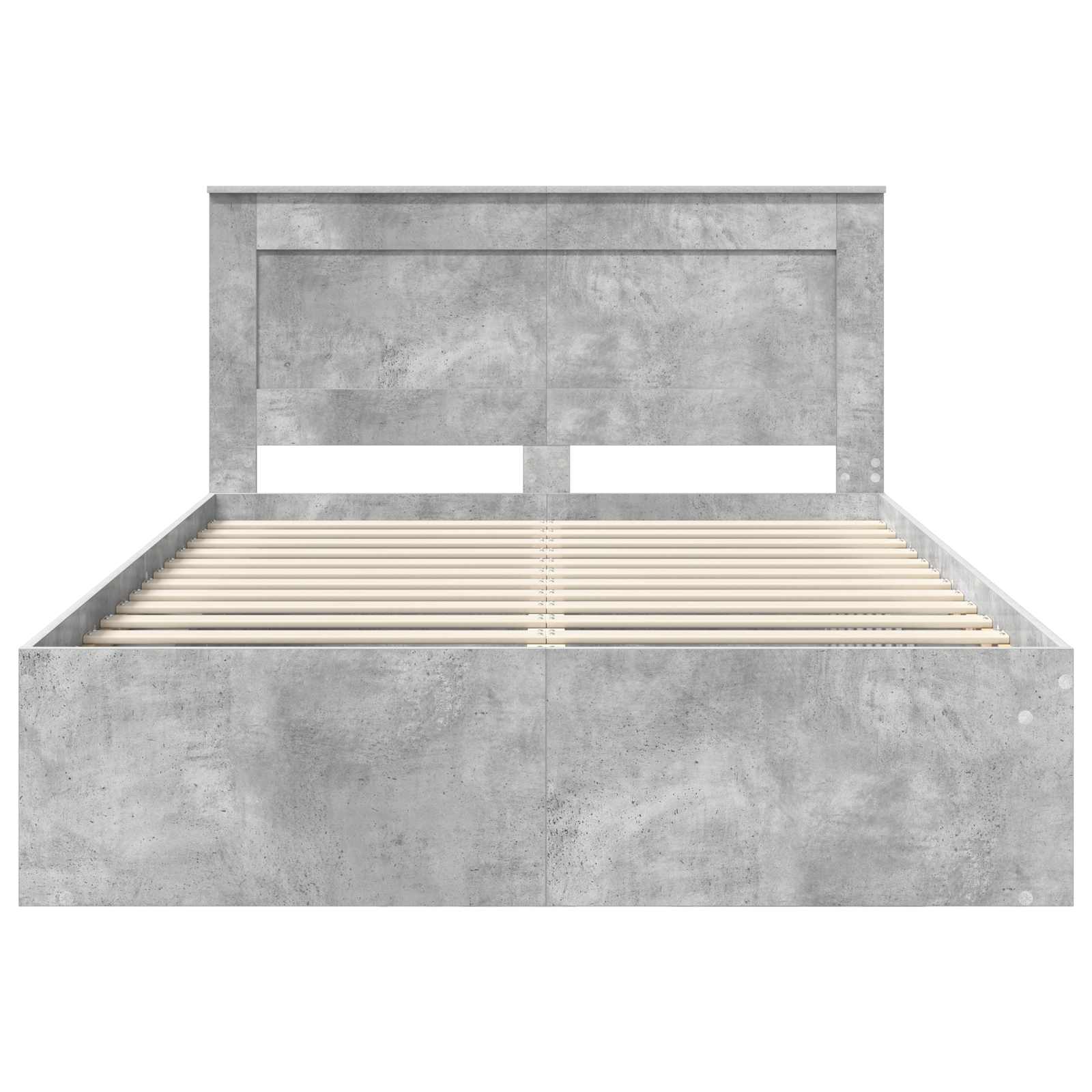 Sängram med huvudgavel Betong 160 x 200 cm Massiv furu