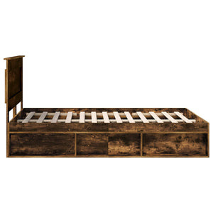 Sängram med huvudgavel Rökt ek 160 x 200 cm Massiv furu