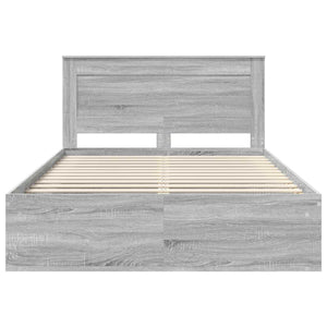 Sängram med huvudgavel Grå Sonoma 160 x 200 cm Massiv furu