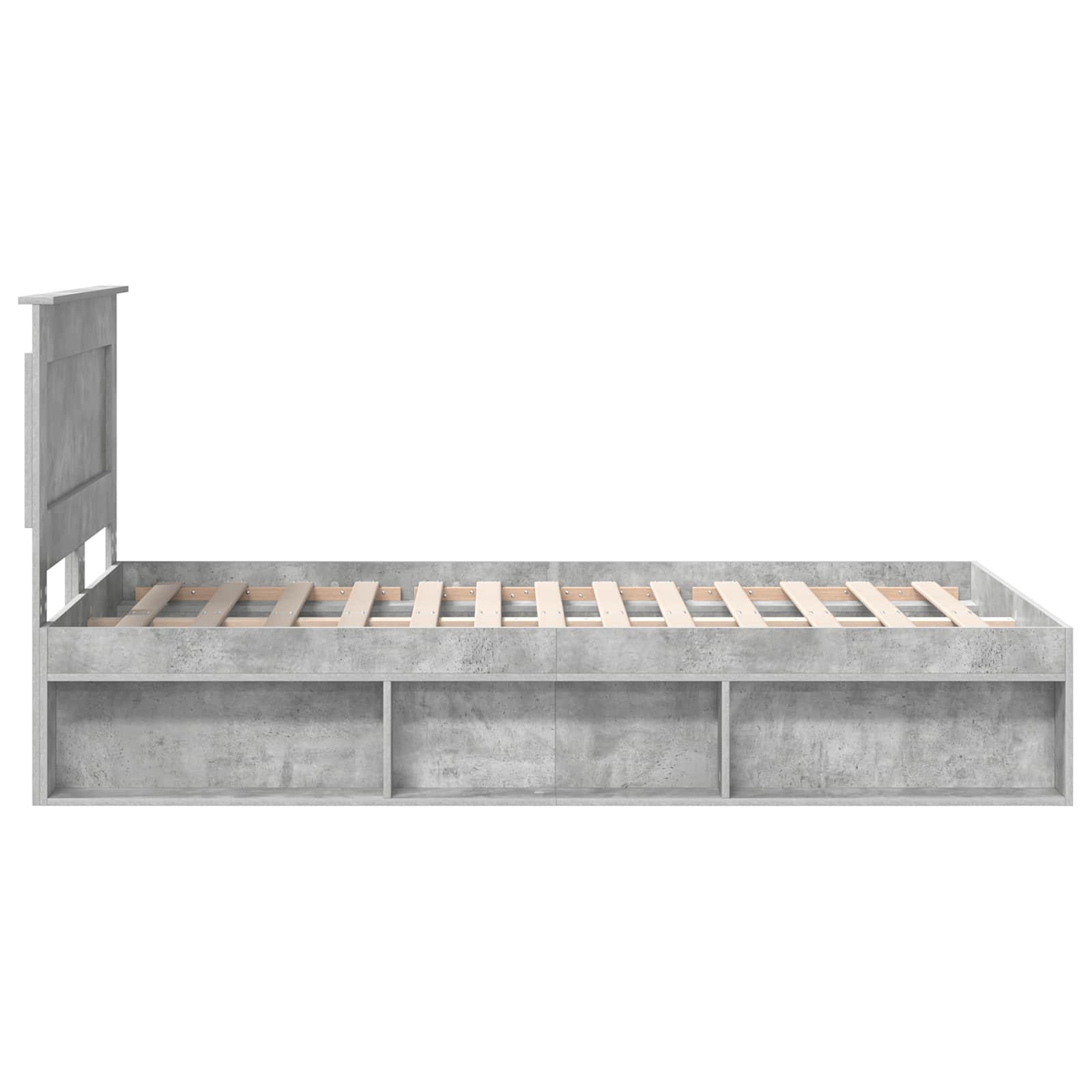 Sängram med huvudgavel Betonggrå 135 x 190 cm Massiv furu