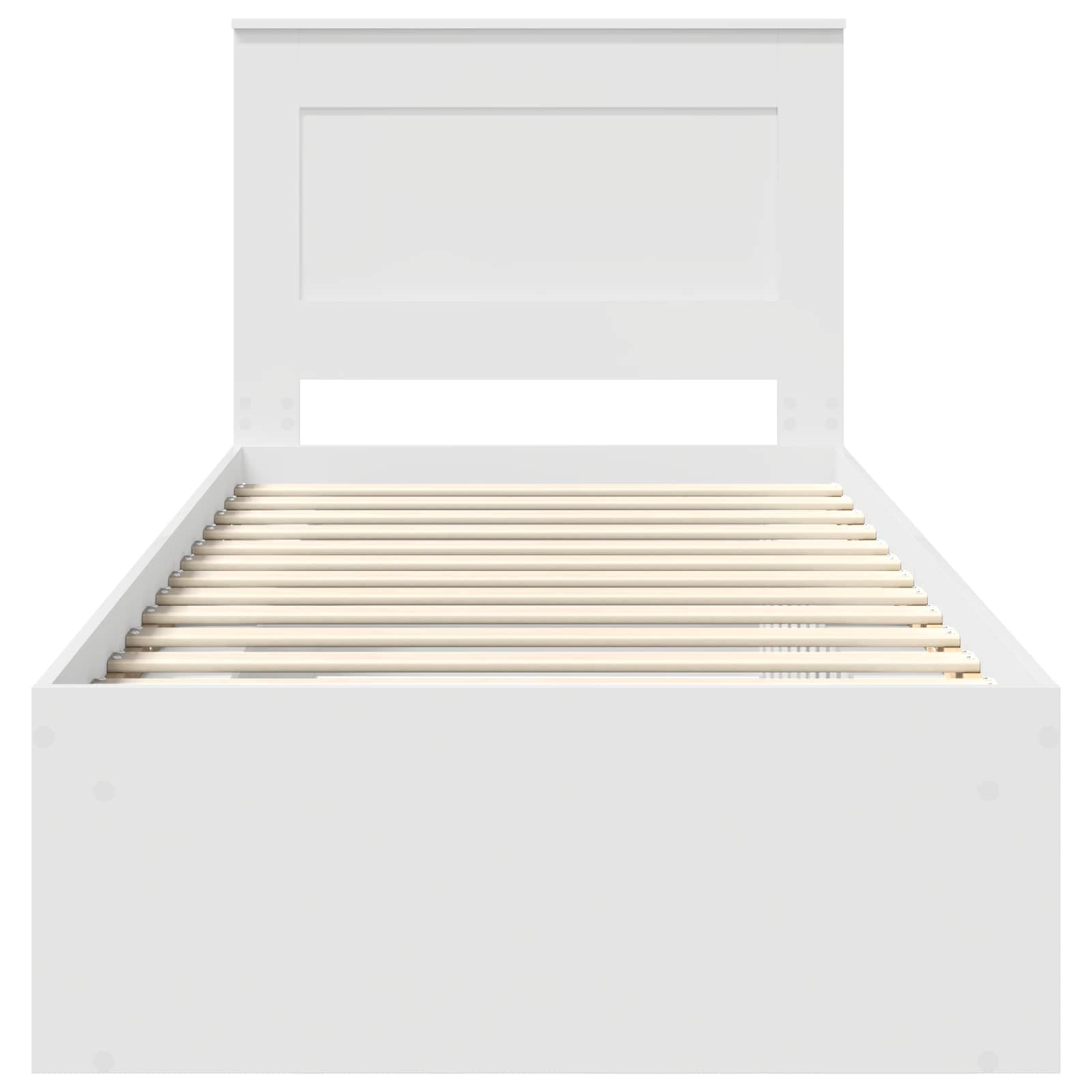 Sängram med huvudgavel Vit 75 x 190 cm Massiv furu