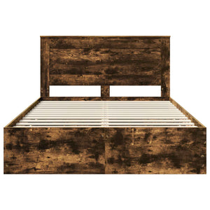 Sängram med låda med lagring Rökt ek 160 x 200 cm Ingenjörsträ