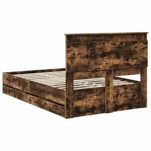 Sängram med låda med lagring Rökt ek 135 x 190 cm Ingenjörsträ