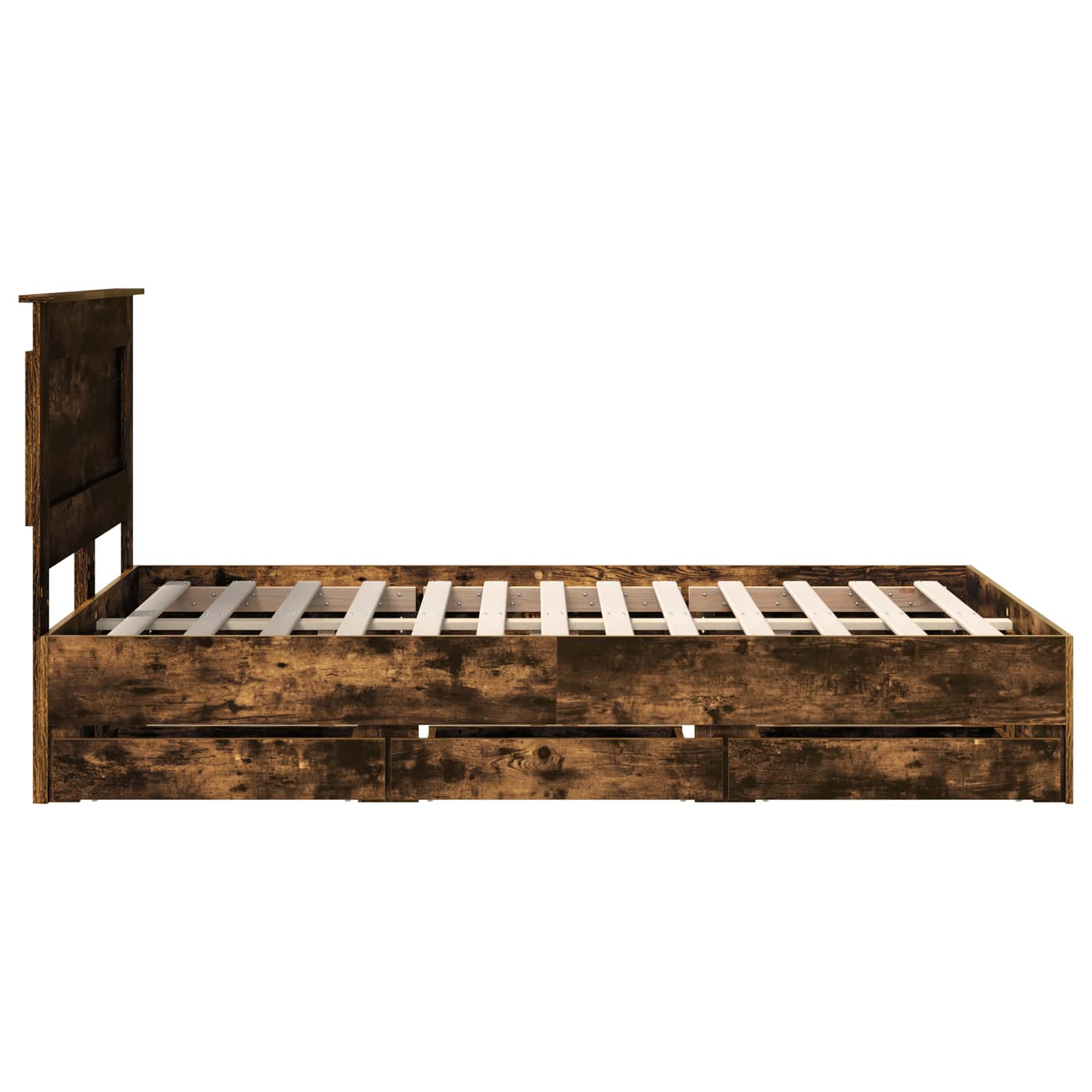 Sängram med låda med lagring Rökt ek 135 x 190 cm Ingenjörsträ