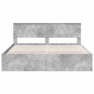 Sängram med huvudgavel Betong 180 x 200 cm Massiv furu