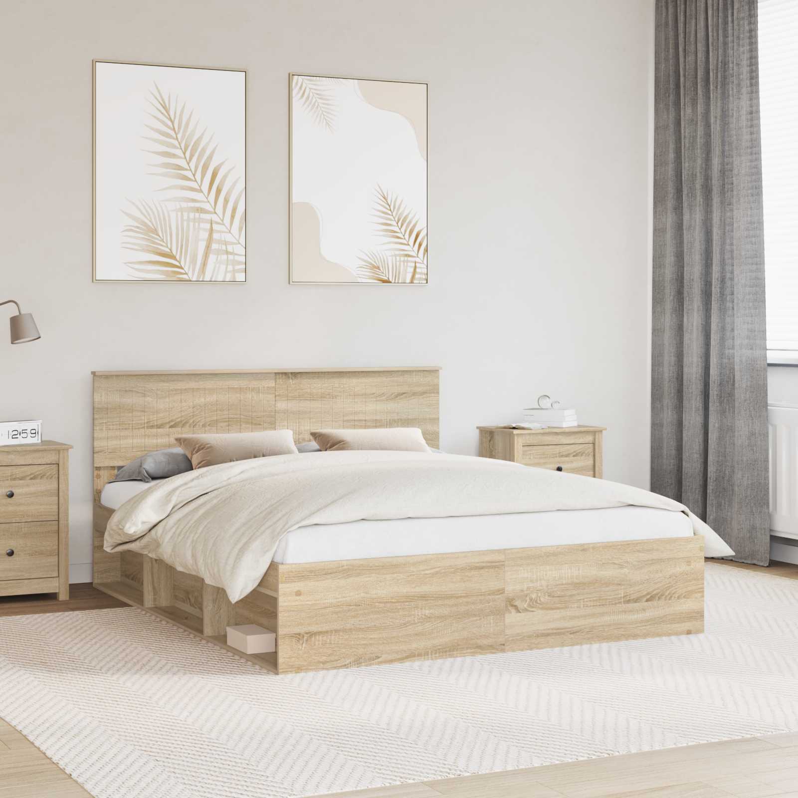 Sängram med huvudgavel Sonoma 160 x 200 cm Massiv furu