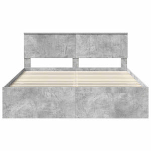 Sängram med huvudgavel Betong 160 x 200 cm Massiv furu