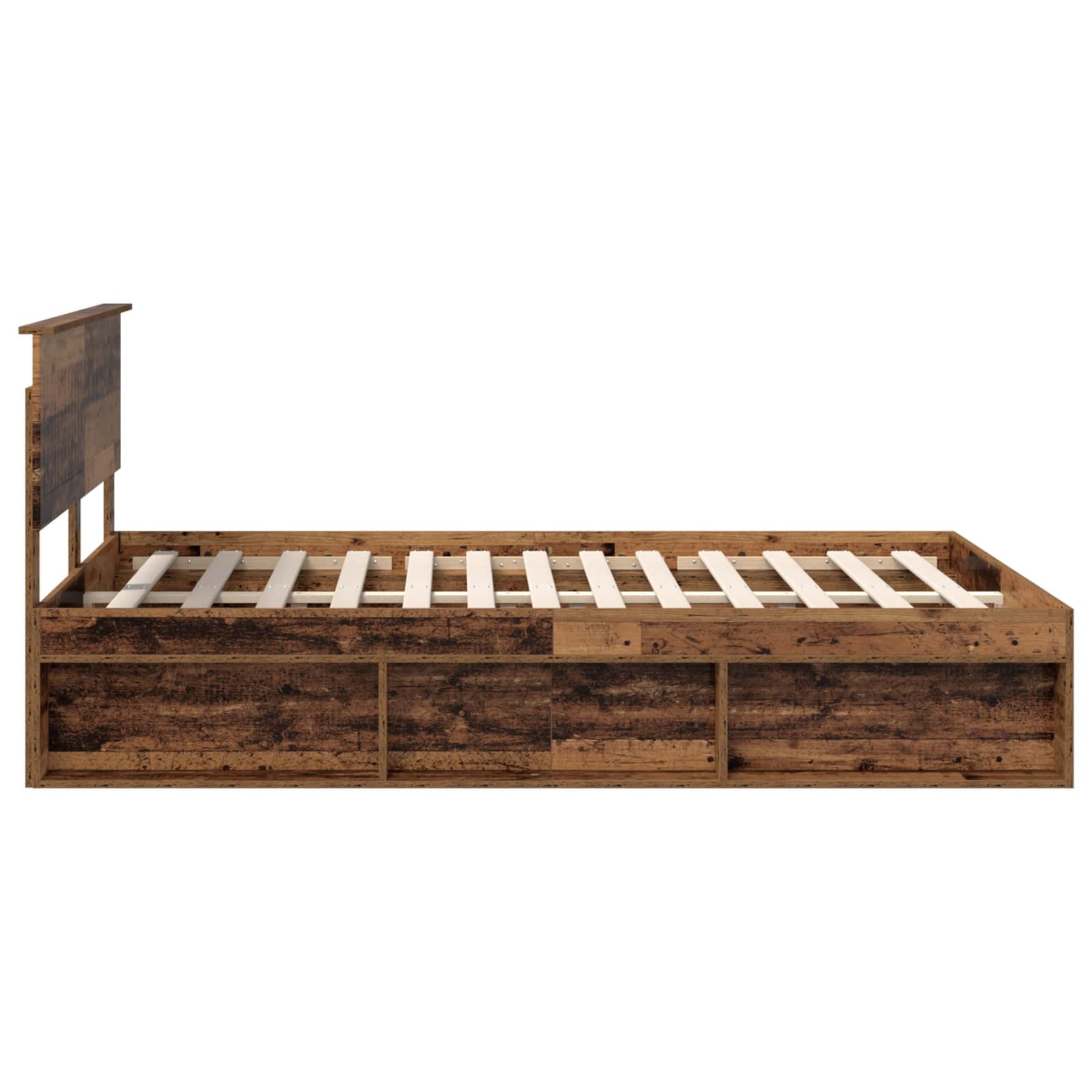 Sängram med huvudgavel Gammalt trä 140 x 190 cm Massiv furu