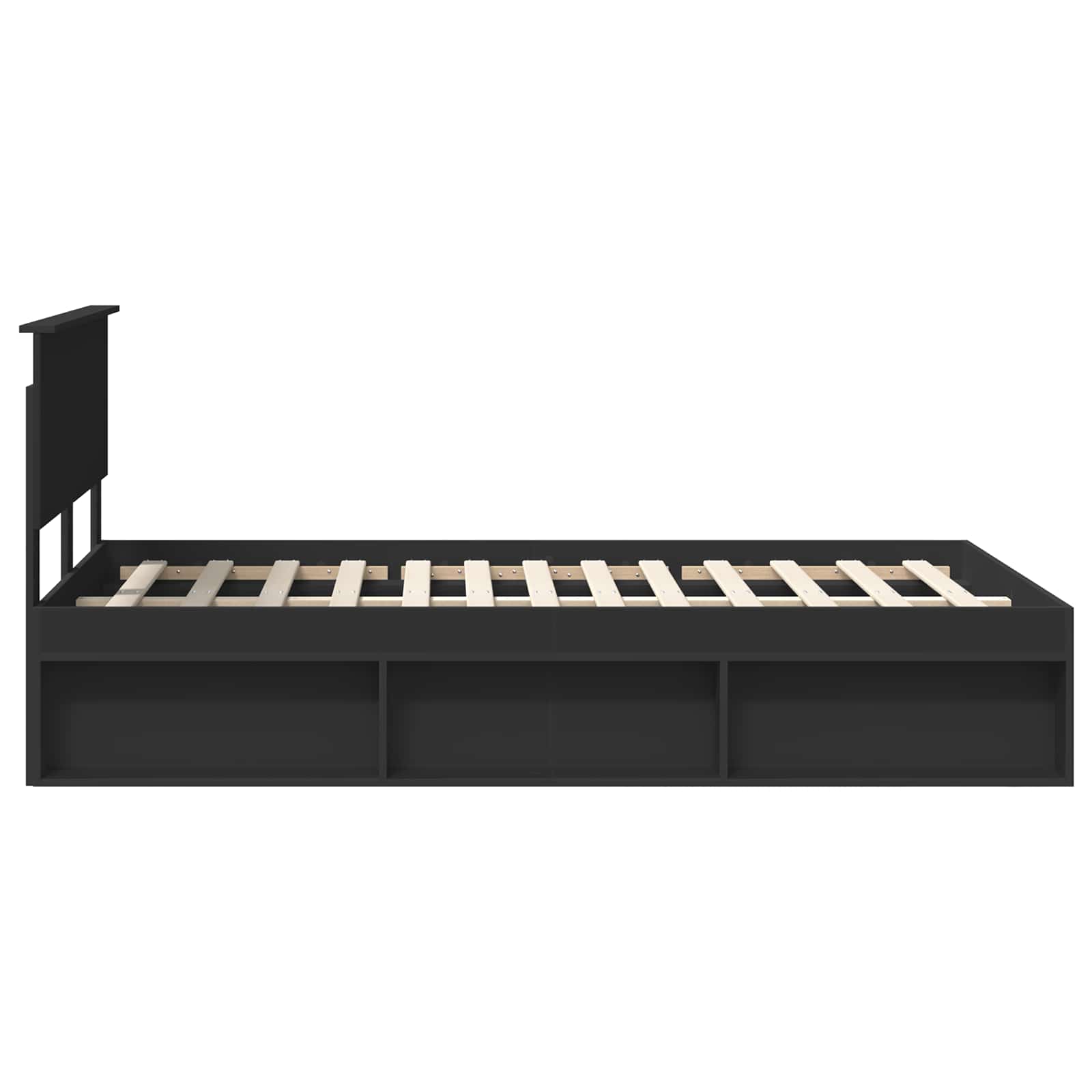 Sängram med huvudgavel Svart 120 x 200 cm Massiv furu