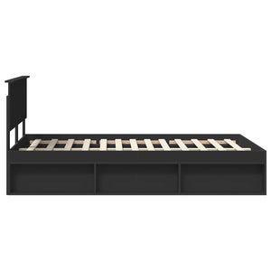 Sängram med huvudgavel Svart 120 x 200 cm Massiv furu