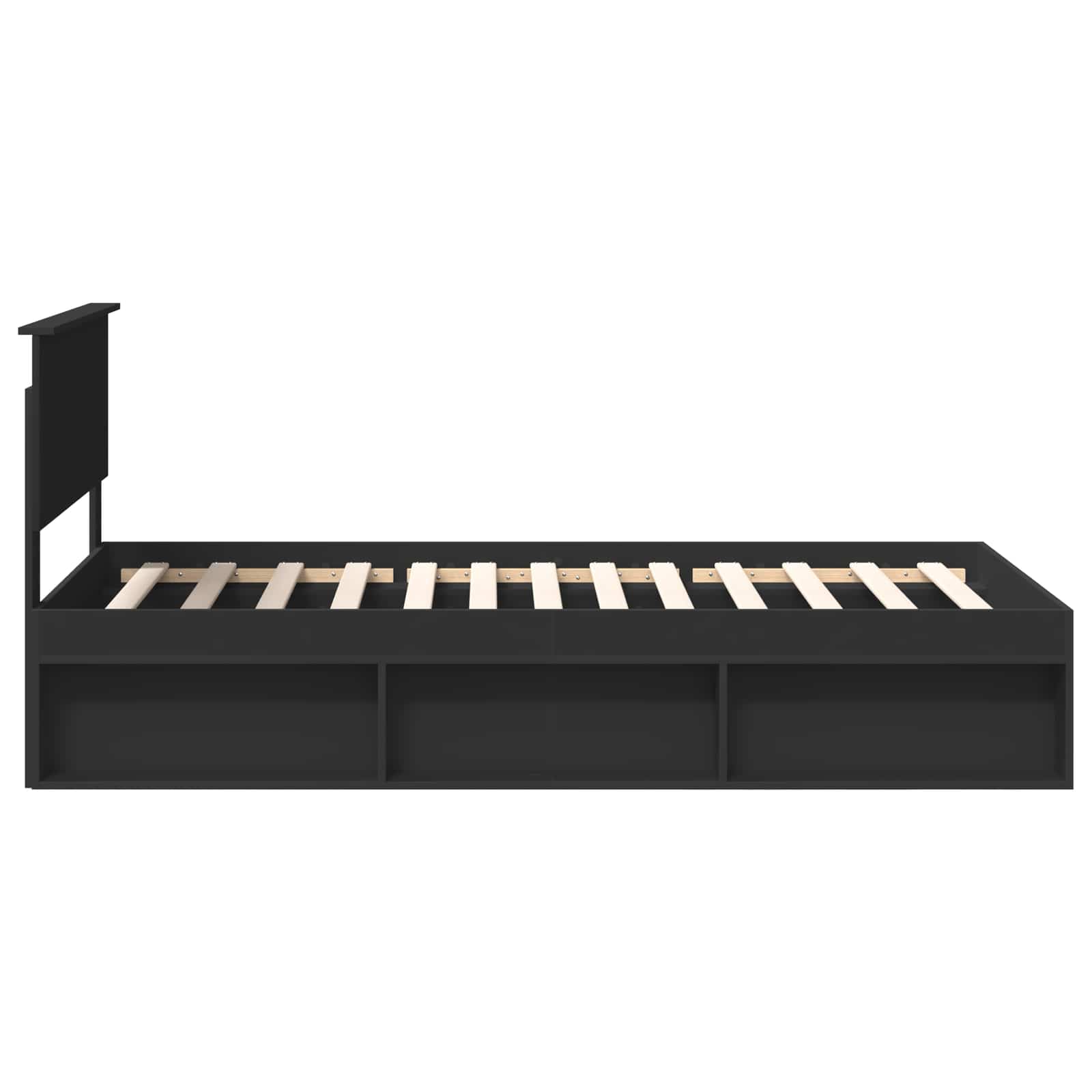 Sängram med huvudgavel Svart 100 x 200 cm Massiv furu