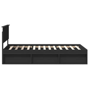 Sängram med huvudgavel Svart 100 x 200 cm Massiv furu