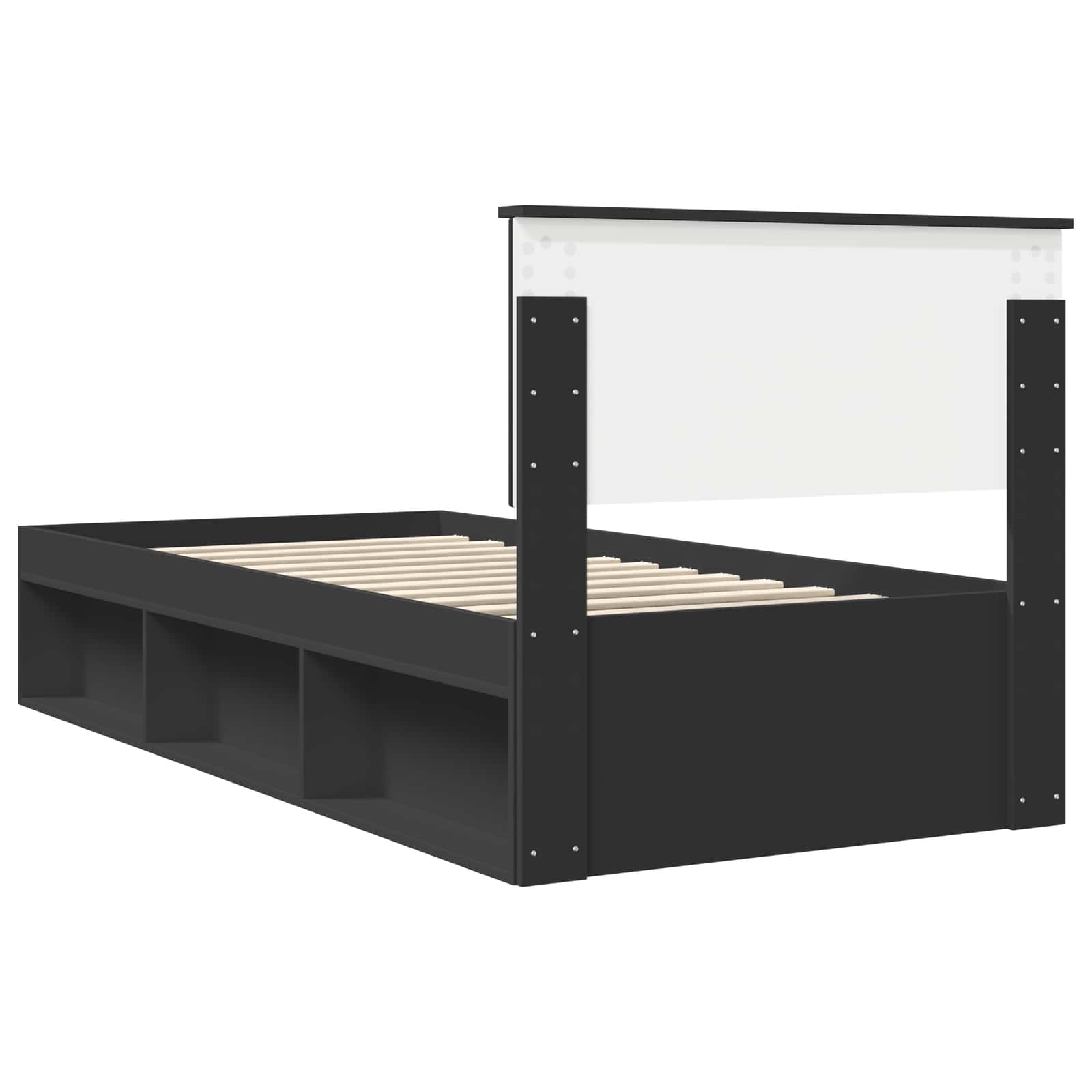 Sängram med huvudgavel Svart 90 x 200 cm Massiv furu