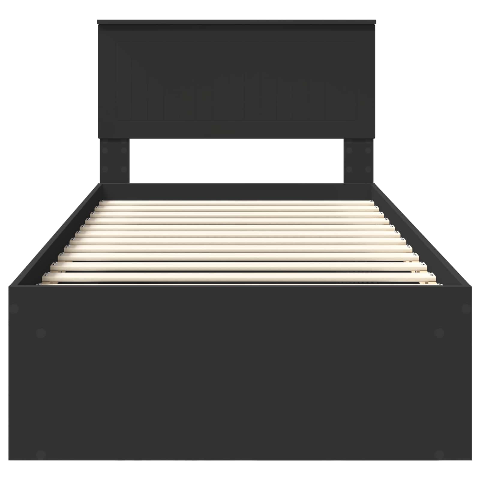 Sängram med huvudgavel Svart 90 x 200 cm Massiv furu