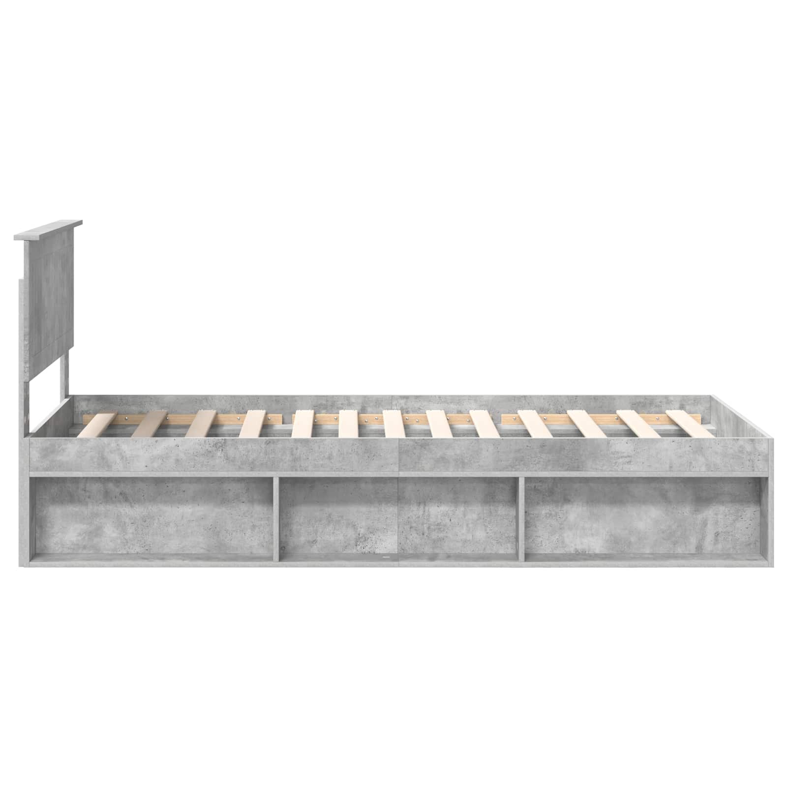 Sängram med huvudgavel Betong 90 x 200 cm Massiv furu