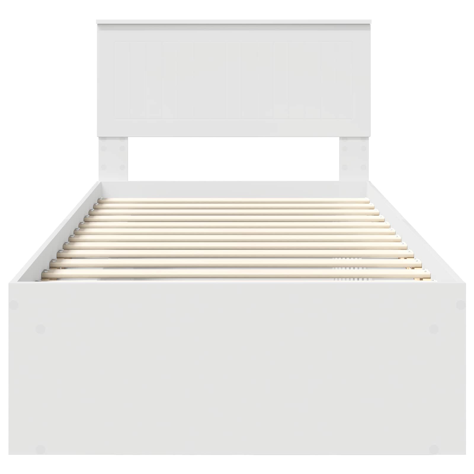 Sängram med huvudgavel Vit 90 x 190 cm Massiv furu