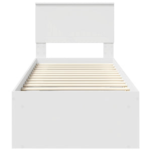 Sängram med huvudgavel Vit 75 x 190 cm Massiv furu