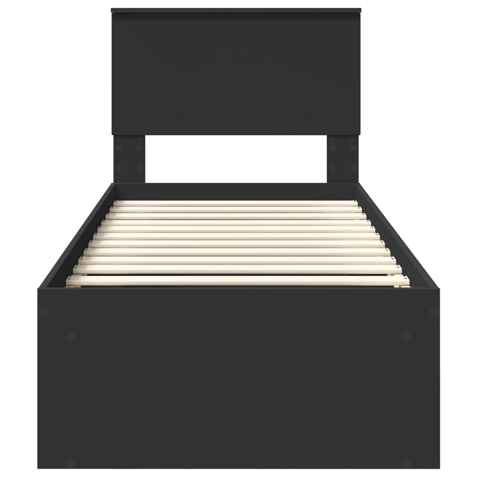 Sängram med huvudgavel Svart 75 x 190 cm Massiv furu