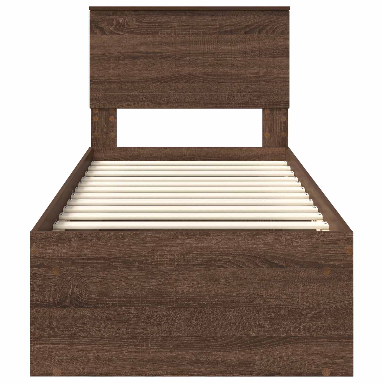 Sängram med huvudgavel Brun Ek 75 x 190 cm Massiv furu