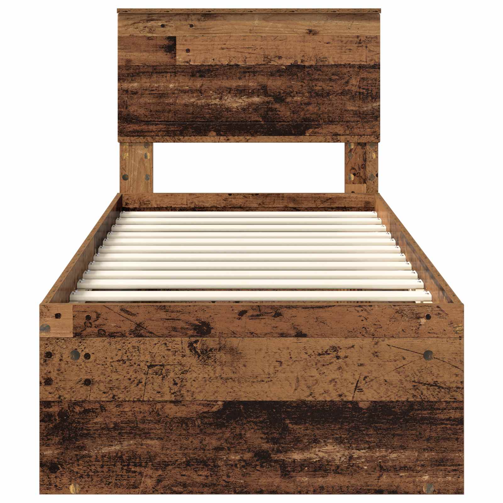 Sängram med huvudgavel Gammalt trä 75 x 190 cm Massiv furu