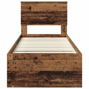 Sängram med huvudgavel Gammalt trä 75 x 190 cm Massiv furu