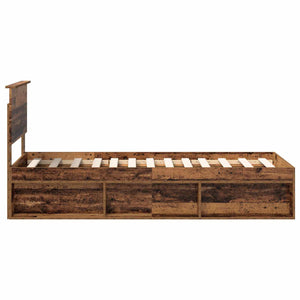 Sängram med huvudgavel Gammalt trä 75 x 190 cm Massiv furu