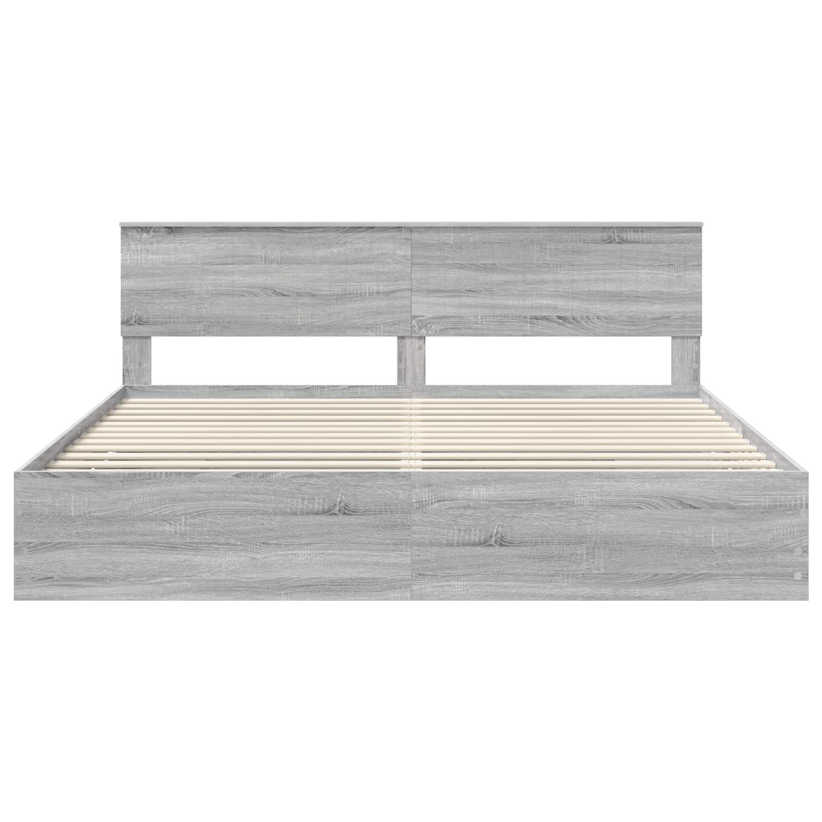 Sängram med låda Grå Sonoma 200 x 200 cm Ingenjörsträ