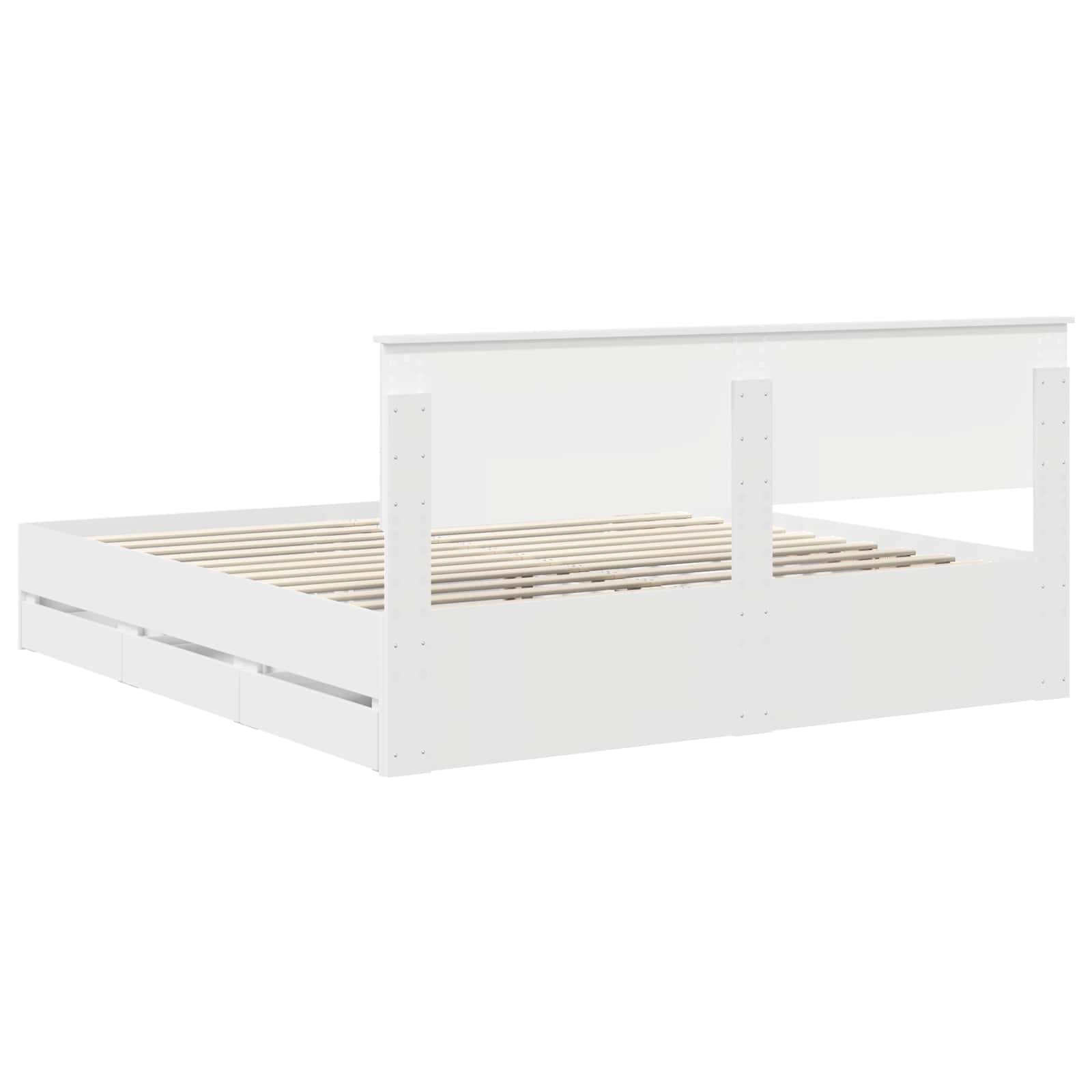 Sängram med låda med huvudgavel Vit 180 x 200 cm Ingenjörsträ