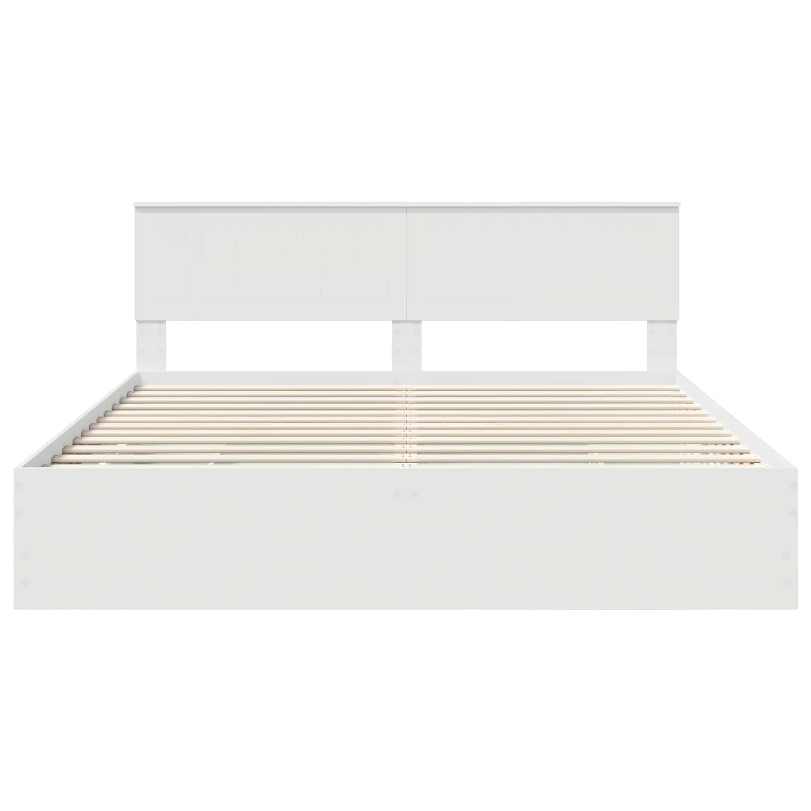 Sängram med låda med huvudgavel Vit 180 x 200 cm Ingenjörsträ