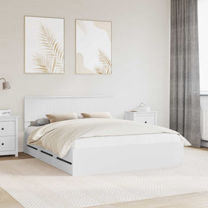 Sängram med låda med huvudgavel Vit 160 x 200 cm Ingenjörsträ