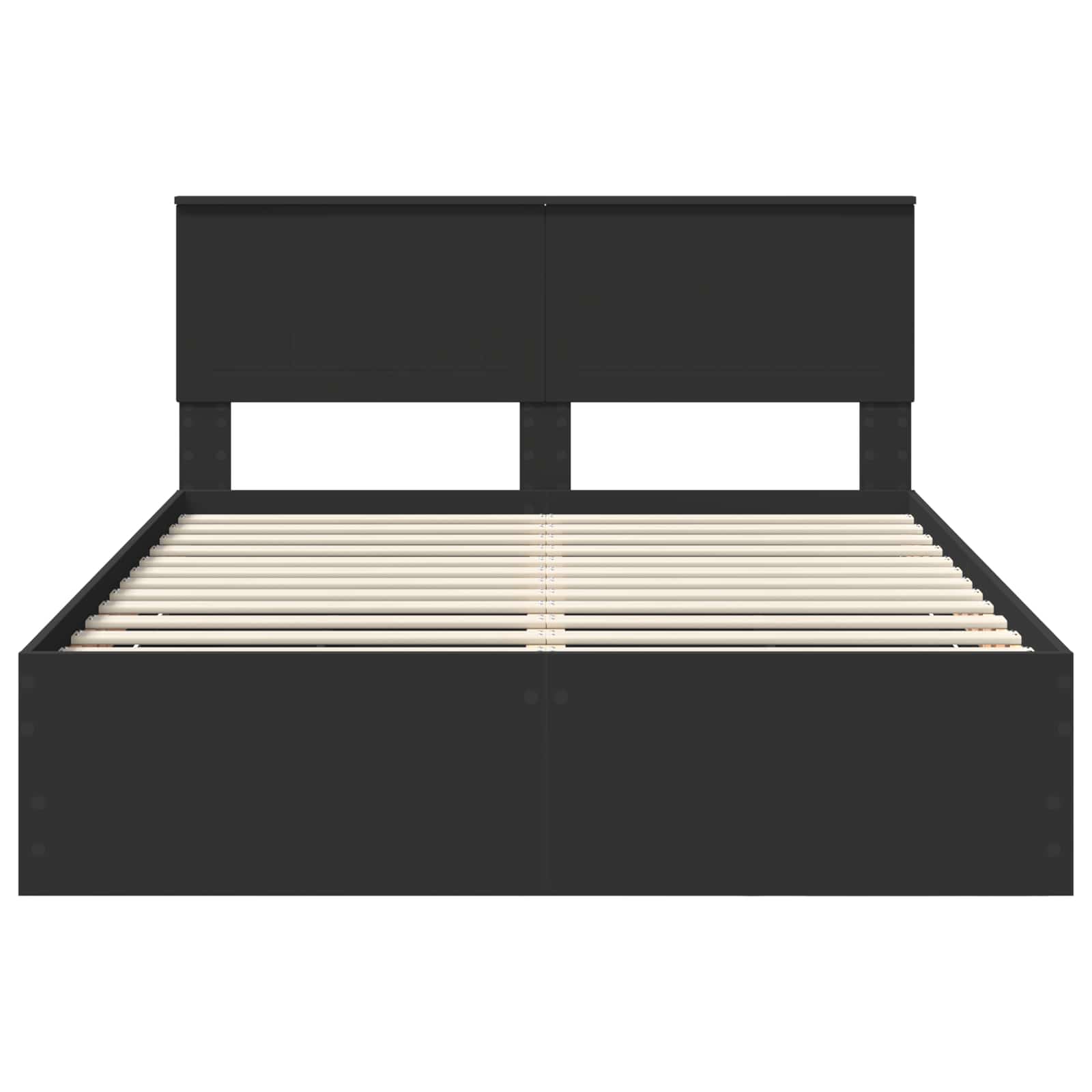 Sängram med låda med huvudgavel Svart 140 x 200 cm Ingenjörsträ