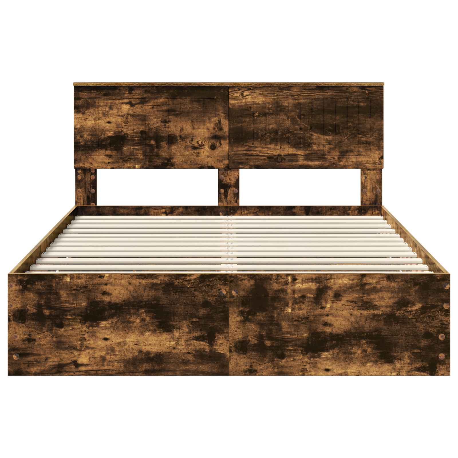 Sängram med låda med lagring Rökt ek 135 x 190 cm Ingenjörsträ