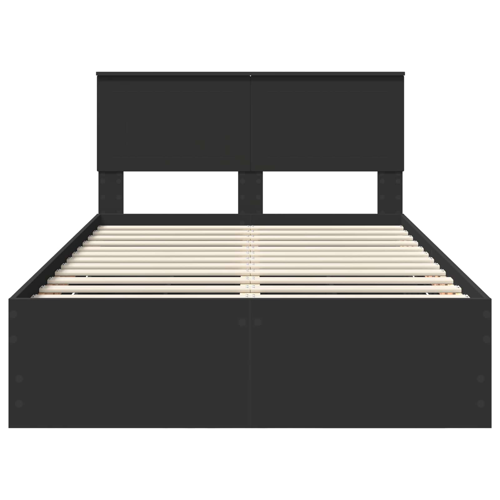 Sängram med låda med huvudgavel Svart 120 x 190 cm Ingenjörsträ