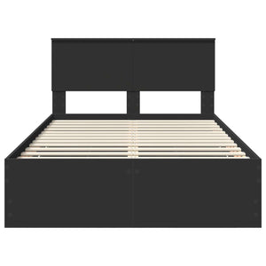 Sängram med låda med huvudgavel Svart 120 x 190 cm Ingenjörsträ