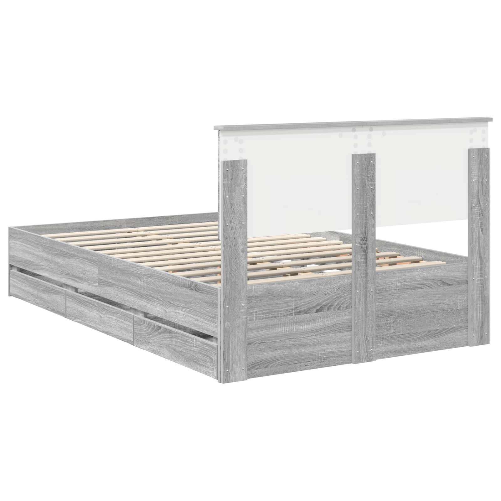 Sängram med låda Grå Sonoma 120 x 190 cm Ingenjörsträ