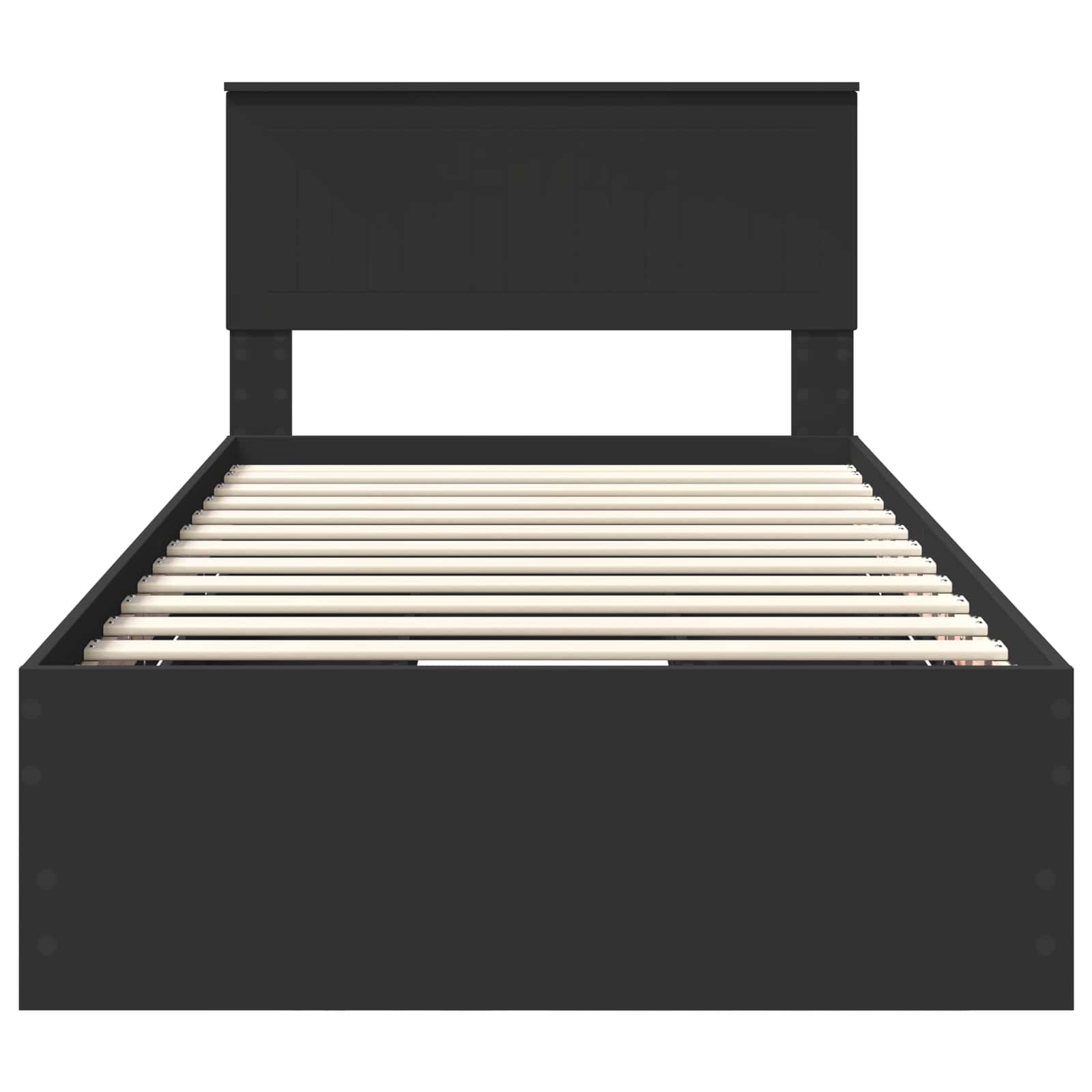 Sängram med låda med huvudgavel Svart 100 x 200 cm Ingenjörsträ