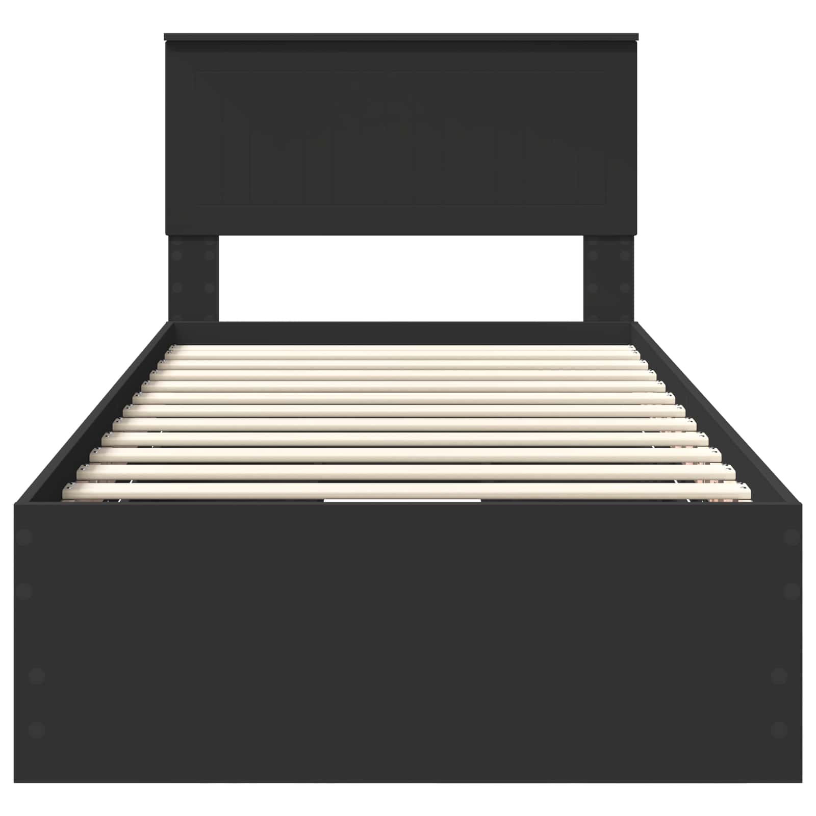 Sängram med låda med huvudgavel Svart 90 x 190 cm Ingenjörsträ